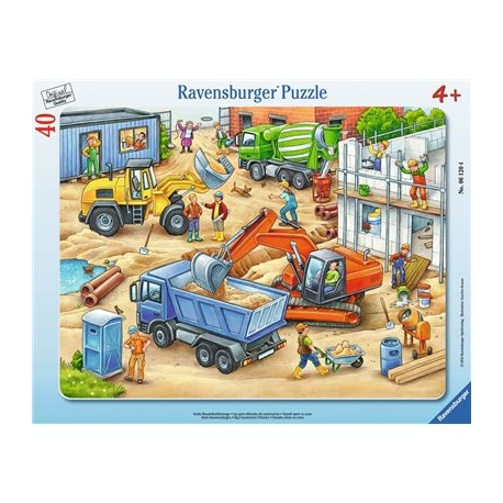 Ravensburger Puzzle - Rahmenpuzzle - Große Baustellenfahrzeuge, 40 Teile