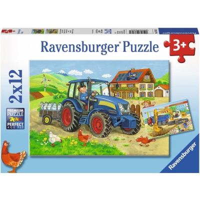 Ravensburger Puzzle - Baustelle und Bauernhof, 12 Teile