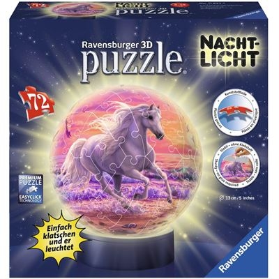 Ravensburger Puzzle - 3D Puzzles - Pferde am Strand, Nachtlicht, 72 Teile